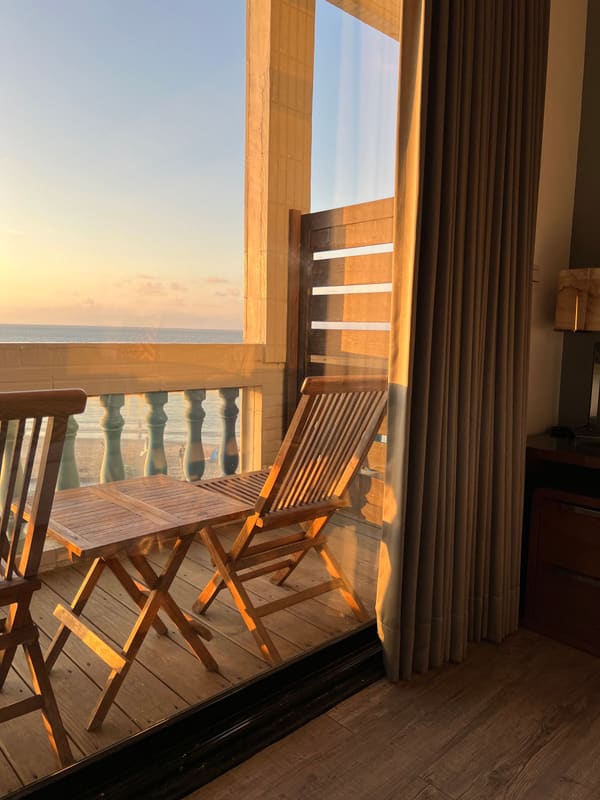 Hotel balcony terrace with a view of the sea